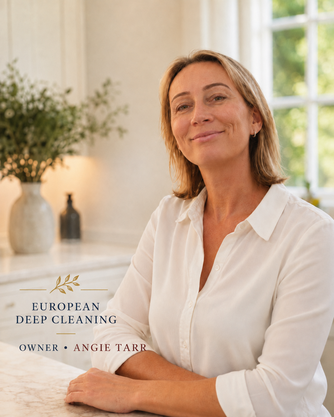 Portrait of Angie Tarr, owner of European Deep Cleaning